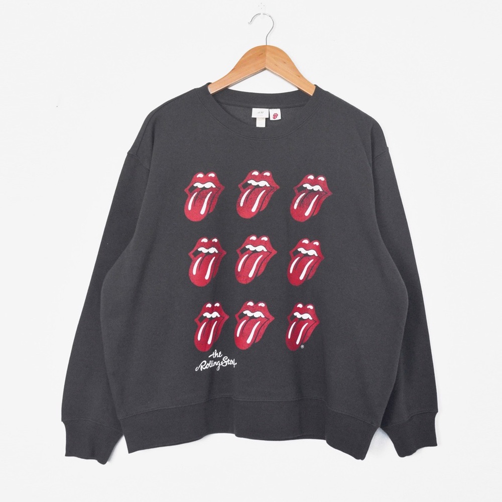 H&M The Rolling Stones Sweatshirt Top Shirt Black Red Graphic Classic Vintage